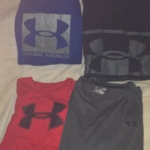 Under Armour Mens T'S Red, Blue, Blk And Gray Total 4 Tshirts XL,XL,,Large & MED